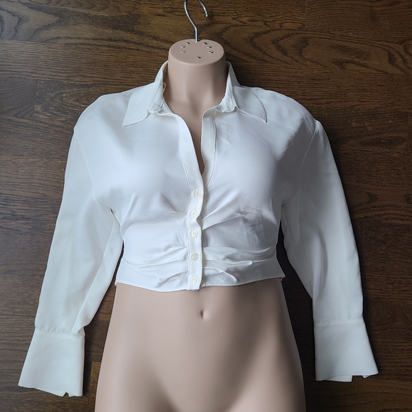Zara Tops - NWT Zara Elegant White Women's Blouse Size L cropped